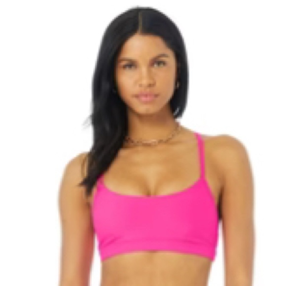ALO Yoga Airlift Intrigue Sports Bra in Neon Pink, S